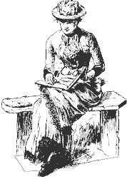 Victorian woman on a bench